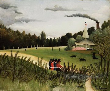 parc avec figures Henri Rousseau post impressionnisme Naive primitivisme Peinture à l'huile